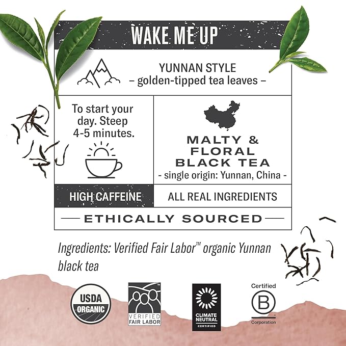 Numi Organic Chinese Breakfast Tea, 18 Tea Bags, Full Bodied Yunnan Black Tea, Caffeinated (Packaging May Vary) - Bloomnest