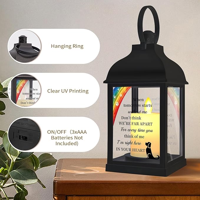 Dog Memorial Gifts with Remote - Sympathy Bereavement Gifts for Loss of Dog, Rainbow Bridge Memorial Lantern for Grieving Pet Owner - Bloomnest