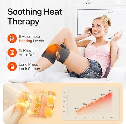 8 Modes Knee Massager with Heat-20 Intensities Cordless Knee Brace forArthritis Pain Relief, Muscle Relaxation& Joint Support -ldeal for Knee,Shoulder, Elbow - Gifts ldea - Bloomnest