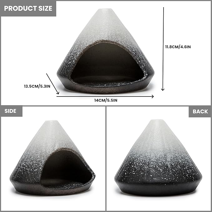 Palo Santo Holder, Mini Ceramic Zongzi Chimenea for Sage/Sticks/Cone, Modern Incense Burner for Yoga, Meditation, Energy Cleansing-Smudge Bowl with Ash Catcher, Anxiety Relief Gift for Women - Bloomnest