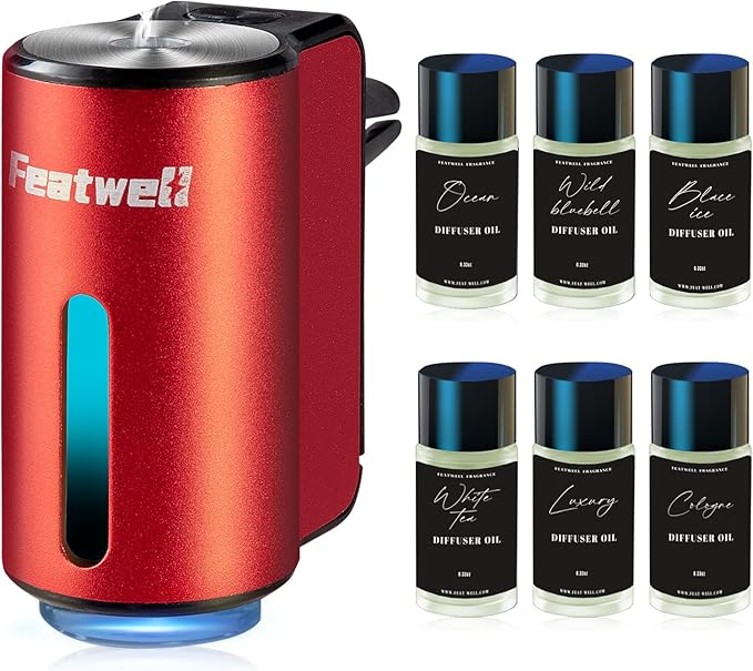 Featwell Car Air Freshener, Three Adjustable Modes Intelligent Aroma Diffuser, Rechargeable Car Diffuser Air Freshener, Red - Bloomnest