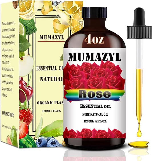 Rose Essential Oil, Rose Oil 4 Fl Oz 120ML for Diffuser Humidifier Yoga Cleaning DIY Candle Soap Making Essential Oils - Bloomnest