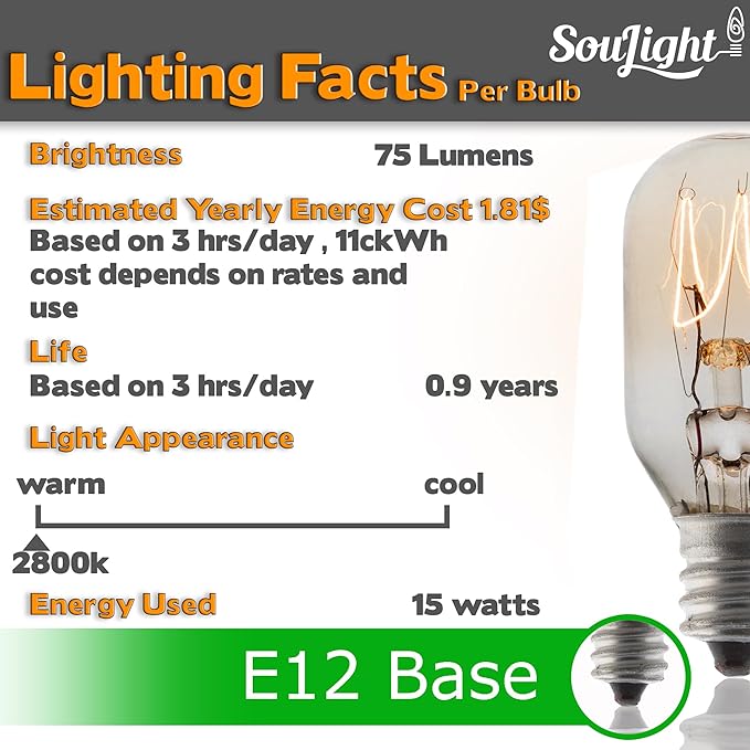 Salt Lamp Bulb -15 Watt Replacement Bulbs for Himalayan Salt Lamp & Baskets, Scentsy Plug-in & Wax Warmers, Night Lights. T20 E12 Socket with Candelabra Base, Clear, 8 Pack - Bloomnest