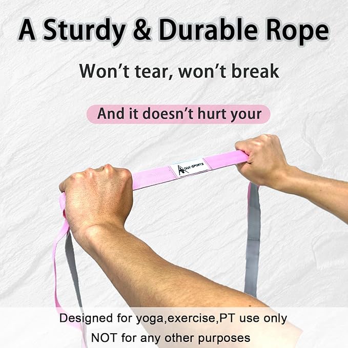 Stretching Strap Yoga Strap with Loops, Stretch Straps for Physical Therapy, Non-Elastic Exercise Strap for Pilates, Dance and Gymnastics with Workout Guide - Bloomnest