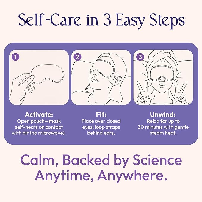 Fomin Self Heating Eye Mask - 20 Pack - Lavender Heated Eye Mask Warm Compress for Eyes, Disposable Self Heating Steam Mask for Home, Sleep, Spa, Travel Essentials & Relaxation Gifts for Women