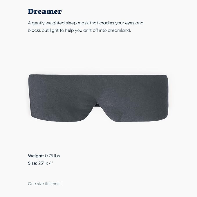 Bearaby Asteroid Grey Sleep Mask 23” x 4” Weighted Eye Mask for Sleeping 0.75 lbs 100% Light Blocking Mask for Travel and Rest Silky Soft Fabric for Deep Gentle Sleep - Bloomnest