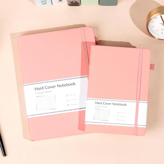 CAGIE Lined Journal Notebook, 320 Pages College Ruled Notebook, 100 Gsm Paper Thick Journal, B5 Hardcover Leather Journals for Writing Women, 7.6x10 In, Pink - Bloomnest