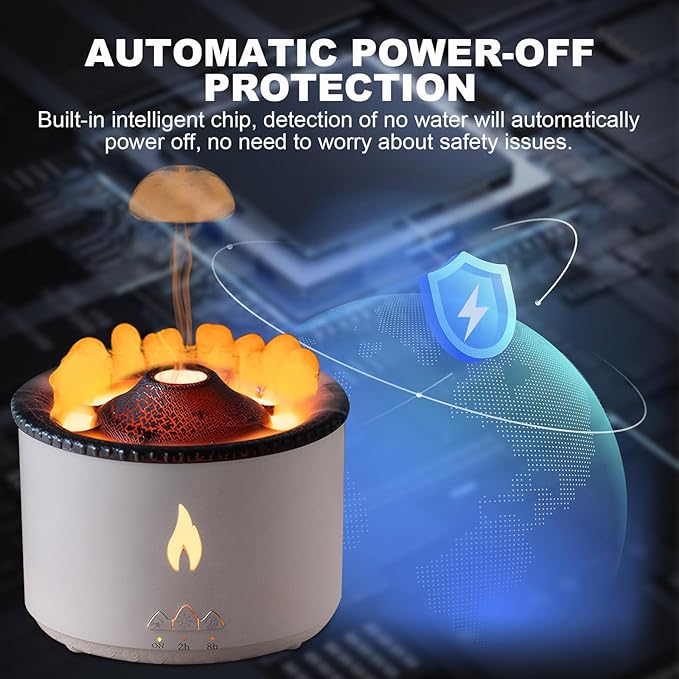 MINGPINHUIUS Volcano Humidifier Aromatherapy Essential Oil Diffuser, 2 Mist Modes: Flame and Volcano, Large Capacity with Timer Waterless Auto-Off for Home, Office, Yoga, or Gym (Red & Blue) MINGPINHUIUSFeatured