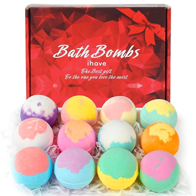 iHave Bath Bombs for Kids and Women, 12 Natural Handmade Bath Bomb Gift Set, Bubble Bath Bombs - Perfect Self Care Relaxing Spa Gifts for Women - Bloomnest