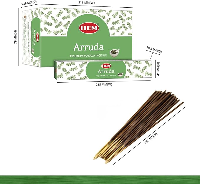 Hem Arruda Masala Incense Sticks | Natural Fragrance of Sandalwood for Positivity | Smudge Healing Incense for Stress Relief & Cleansing | Gift Set - Pack of 12 (15 GMS Each)