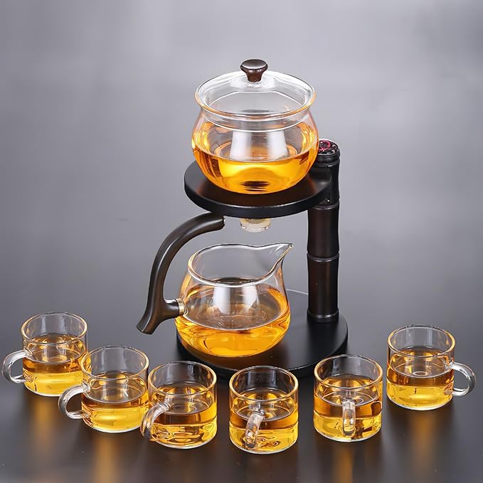Semi Automatic Tea Set, Lazy Kungfu Tea Set, Lazy Kung Fu Drip Teapot, Magnetic Tea Pot With Magnetic Ball, Heat Resistant Gongfu Glass Teapot Set, Gift For Fathers Day, Thanksgiving Birthdays - Bloomnest