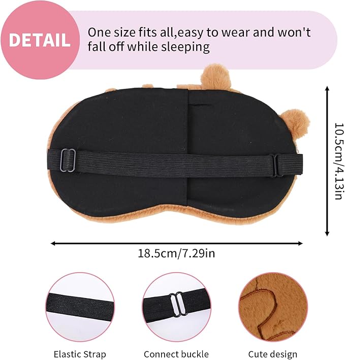 Cute Sleep Masks Cartoon Eye Mask Plush Sleeping Mask Kawaii Travel Blindfold - Funny Novelty Eye Shade for Kids, Girls & Adults, Brown Baguette - Bloomnest