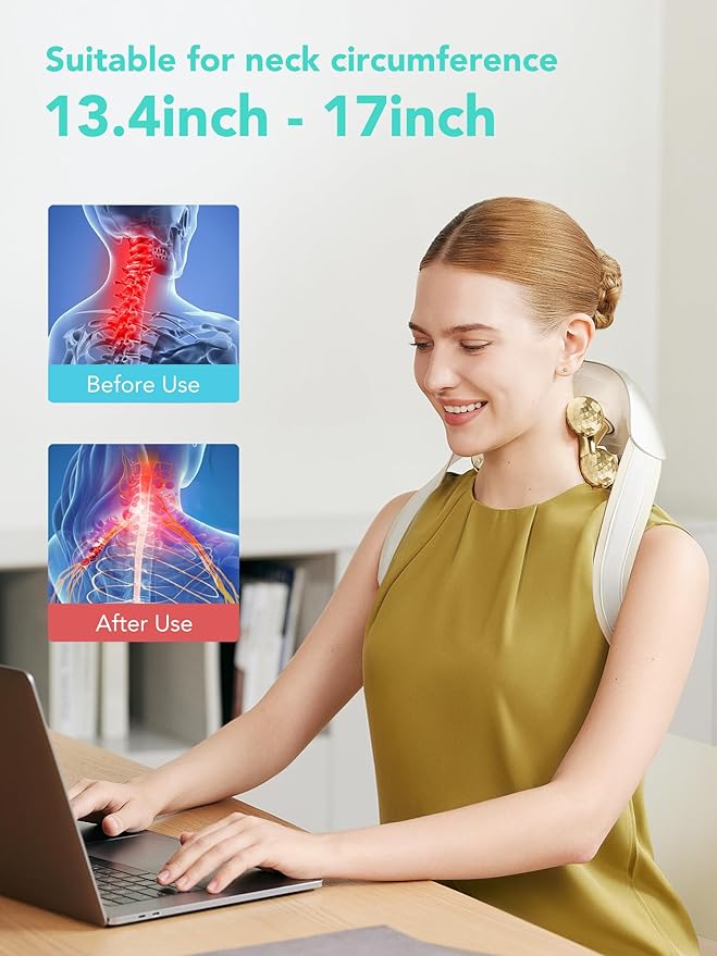 SKG Neck Massager for Pain Relief Deep Tissue Shiatsu Neck and Shoulder Massger with Heat Flex Massager H7 Ultra E - Bloomnest