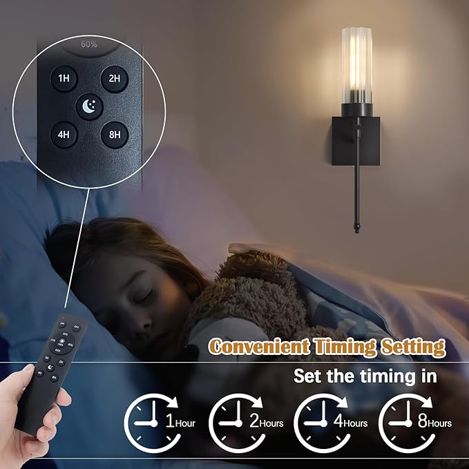 Battery Operated Wall Sconce Set of Two with Remote, Black Rechargeable Wireless Wall Lights, Sconces Wall Decor Set of 2 Dimmable 2700K Battery Powered Sconce for Bathroom Living Room Hallway - Bloomnest