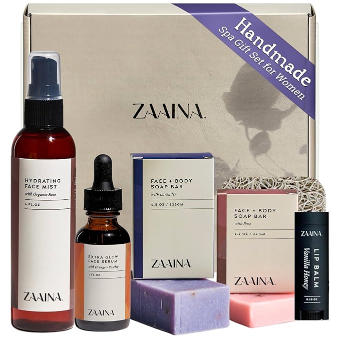 ZAAINA Spa Gifts for Women - Valentines Day Gifts for Her, Relaxaing Spa Gift Basket, Pampering At Home Natural Bath & Body Self Care Spa Package for Mom Wife, Birthday Gifts for Women