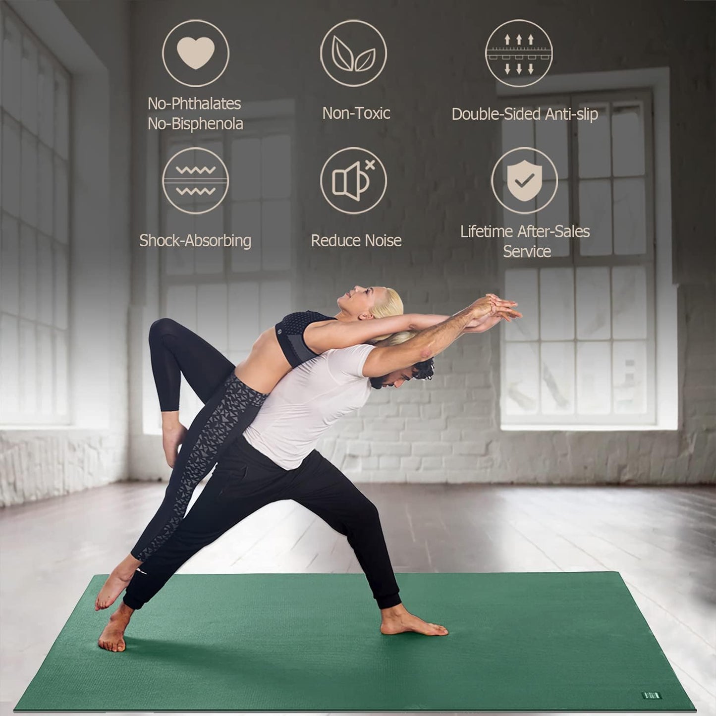 GXMMAT Large Yoga Mat 6'x4'/6'x6'/7'x5'(7mm/9mm), Extra Thick Workout Mats for Home Gym Flooring,Ultra Comfortable Non-Slip Quick Resilient Barefoot Wide Exercise Mat for Pilates,Stretching,Meditation