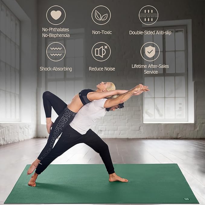 GXMMAT Large Yoga Mat 6'x4'/6'x6'/7'x5'(7mm/9mm), Extra Thick Workout Mats for Home Gym Flooring,Ultra Comfortable Non-Slip Quick Resilient Barefoot Wide Exercise Mat for Pilates,Stretching,Meditation - Bloomnest