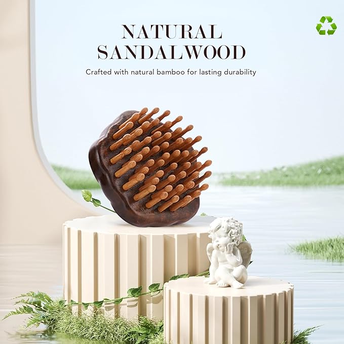 Wooden Scalp Massager for Hair Growth Support, Bamboo Scalp Massager Brush for Head Relaxation, Scalp Stimulation & Hair Oil Distribution, Natural Wooden Massager for Face and Body Care Bloomnest