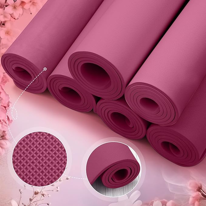 Timgle 6 Pcs 10mm Thick Yoga Mat Bulk, 68 x 24 Inches, Anti-Slip Tear-Resistant Exercise Mat for Adult Fitness, Stretching, Workout and Studio - Bloomnest