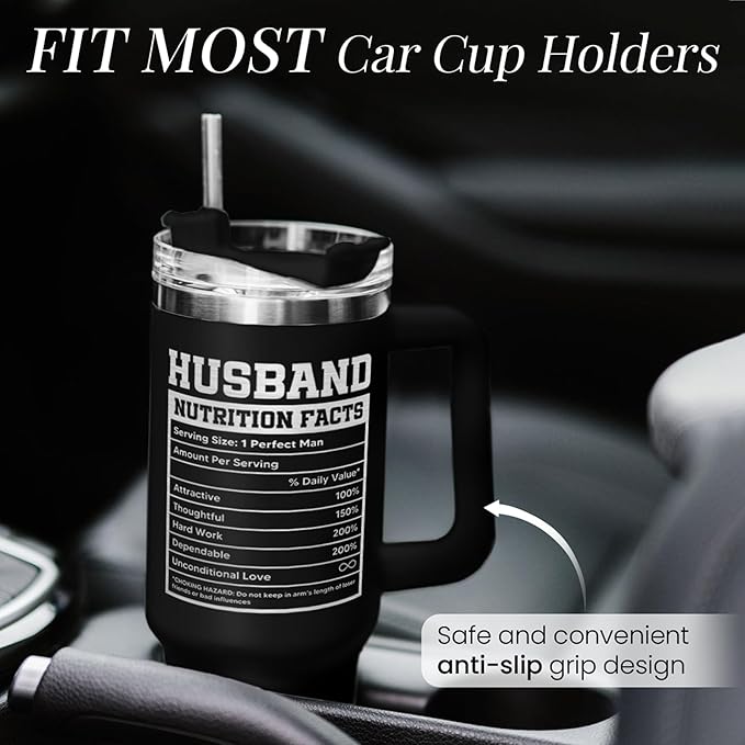 Best Husband Ever Gifts, Husbands Tumbler with Handle 40oz Stainless Steel Insulated with Straw Lid, Gifts for Hubby from Wife, Presents for Husband Valentines Birthday ChristmasWedding Anniversary - Bloomnest