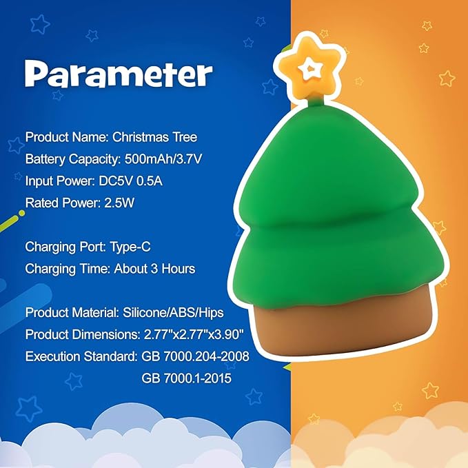 Squishy Christmas Tree Night Light with RGB Modes Dimmable Nursery Breastfeeding Nightlight Hangable Cute Christmas Lamp Novelty Rechargeable Silicone Touch Bedside Lamp for Bedroom Dorm Decor - Bloomnest