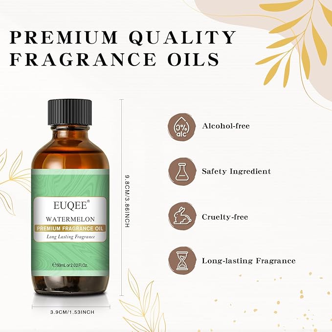 EUQEE 2.02 FL.OZ Watermelon Fragrance Oils, Essential Oils for Diffuser, Candle Making, DIY Soap with Glass Dropper - 60ML - Bloomnest