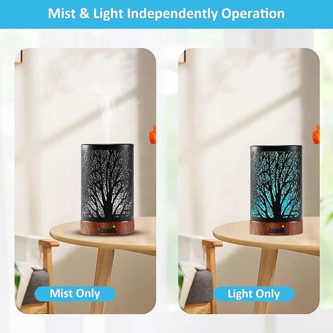 Essential Oil Diffuser - 150ML Metal Aromatherapy Diffuser for Essential Oils with 7 Colors Lights Gifts for Mom Auto Shut-Off & Ultrasonic Cool Mist Diffuser, Ambience for Home - Bloomnest