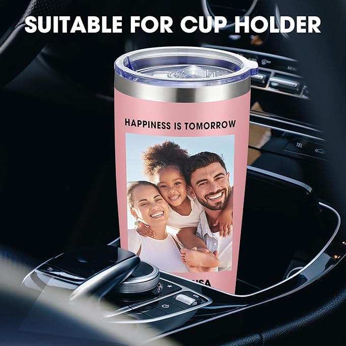 Personalized Custom Tumbler Print in USA 96 Pcs 20oz Stainless Steel Coffee Cup with Lid & Straw Double Wall Insulated Tumbler with Colorful Text Logo Photo - Bloomnest