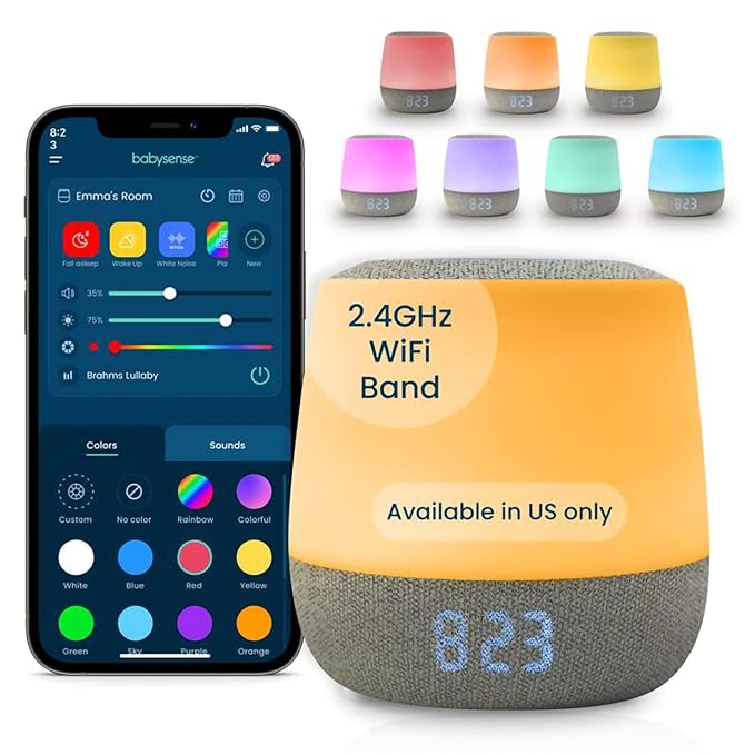 Babysense Dreamer 2.0 Baby Sound Machine with Night Light | 2nd Gen | 28 Soothing Sounds | Toddler Sleep Trainer | App-Controlled White Noise Machine | Sleep Timer | 2.4GHz WiFi | US Only - Bloomnest