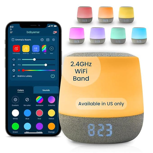 Babysense Dreamer 2.0 Baby Sound Machine with Night Light | 2nd Gen | 28 Soothing Sounds | Toddler Sleep Trainer | App-Controlled White Noise Machine | Sleep Timer | 2.4GHz WiFi | US Only - Bloomnest