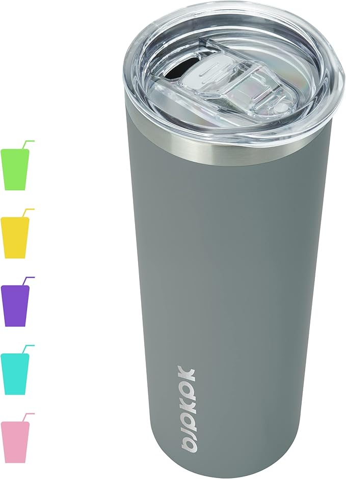 BJPKPK Skinny Tumbler with Lid 20 oz Stainless Steel Slim Vacuum Insulated Tumblers Cup,Gray - Bloomnest