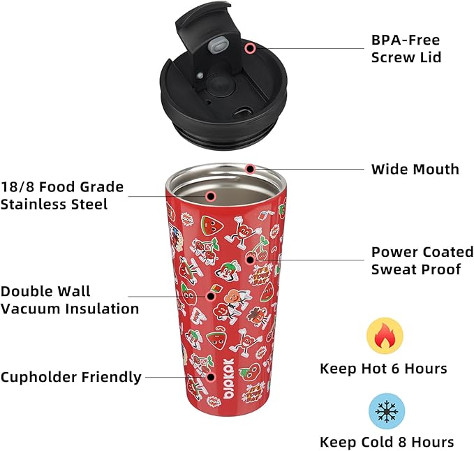 BJPKPK 22oz Tumbler With lid And Straw Stainless Steel Travel Coffee Mug Insulated Tumblers Cups,Passionate Red - Bloomnest