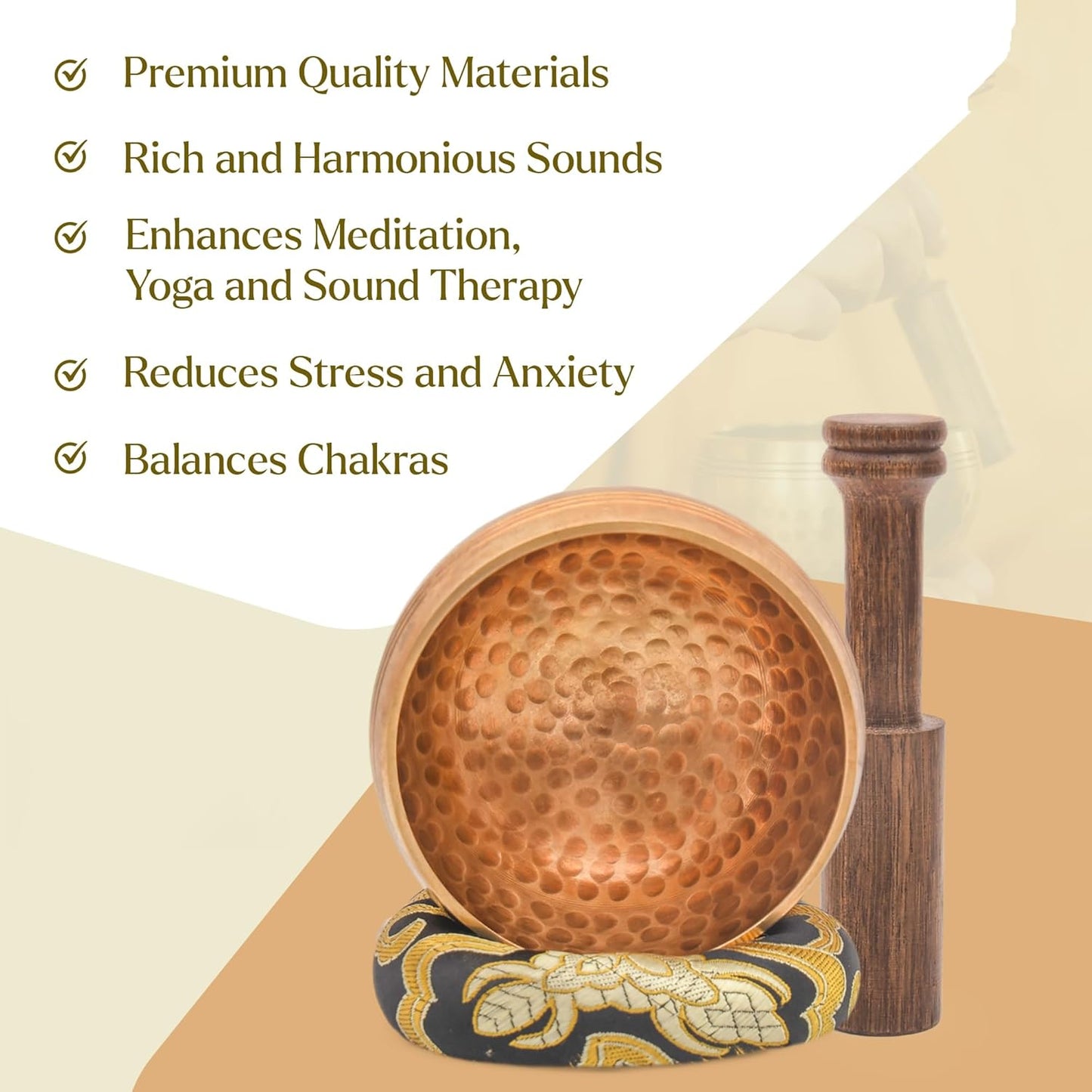 Tibetan Singing Bowl Set - Authentic Cuencos Tibetanos for Sound Healing, Meditation & Chakra Balancing - Includes Cushion, Mallet-Unique Spiritual Gifts for Women and Men (Bronze 3.5")