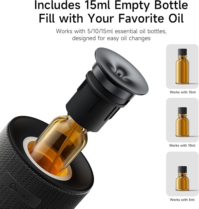 Waterless Car Diffuser & Home Aromatherapy Diffuser with Ignition-Activated Start/Stop | Cordless Portable Car Air Freshener for Essential Oils 5/10/15ml | Adjustable Scent, 2-in-1 Home/Car Mode - Bloomnest