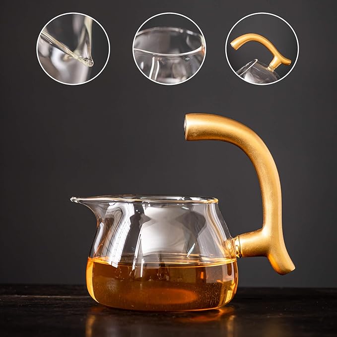Glass Teapot with Infuser Semi Automatic Tea Set Kungfu Teapot (Golden green dragon) - Bloomnest