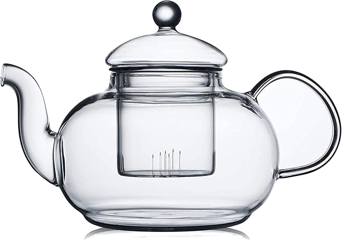 CnGlass 33.8oz Glass Teapot with Removable Infuser,Stovetop Safe Tea Kettle,Blooming & Loose Leaf Tea Pot - Bloomnest