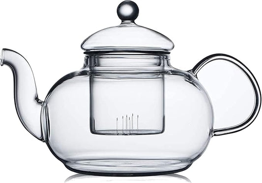 CnGlass 33.8oz Glass Teapot with Removable Infuser,Stovetop Safe Tea Kettle,Blooming & Loose Leaf Tea Pot - Bloomnest