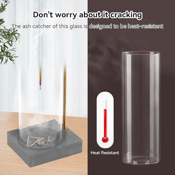 1 Pack Incense Holder for Sticks, Insence-Stick Holder Ash Catcher with Removable Glass [Anti-Ash Flying], Mess-Free Incense Burner Holder, Perfect for Meditation Yoga Relaxation,Home Decor(Dark Gray) - Bloomnest