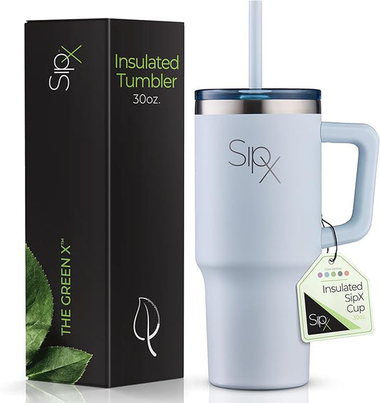 SIPX™ Insulated Tumbler With Lid And Straw, 30oz. Tumbler With Handle Keeps Cold 12 Hours, Water Bottle Thermos With Lid, BPA-Free Reusable Insulated Coffee Tumblers, Travel Mug Great For Beach Party - Bloomnest