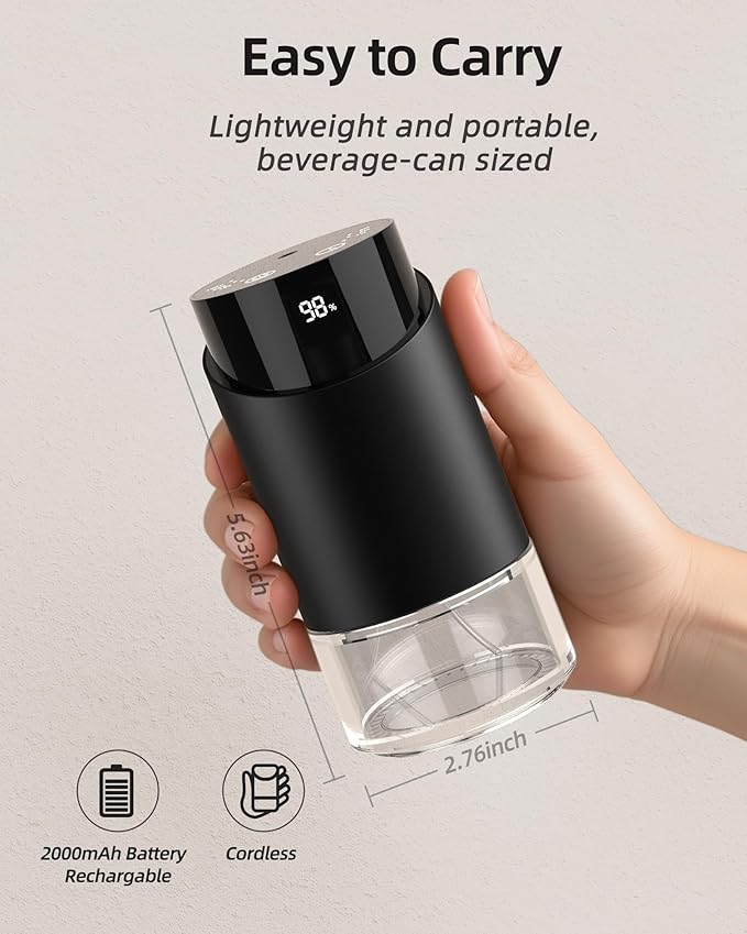 Waterless Essential Oil Diffuser Aromatherapy Scent Diffusers for Home Large Room, Car, Office, Desk, Mini Battery Operated Cordless Air Freshener, 4 Timers & 3 Mist Levels, 100ml Capacity (Black) - Bloomnest