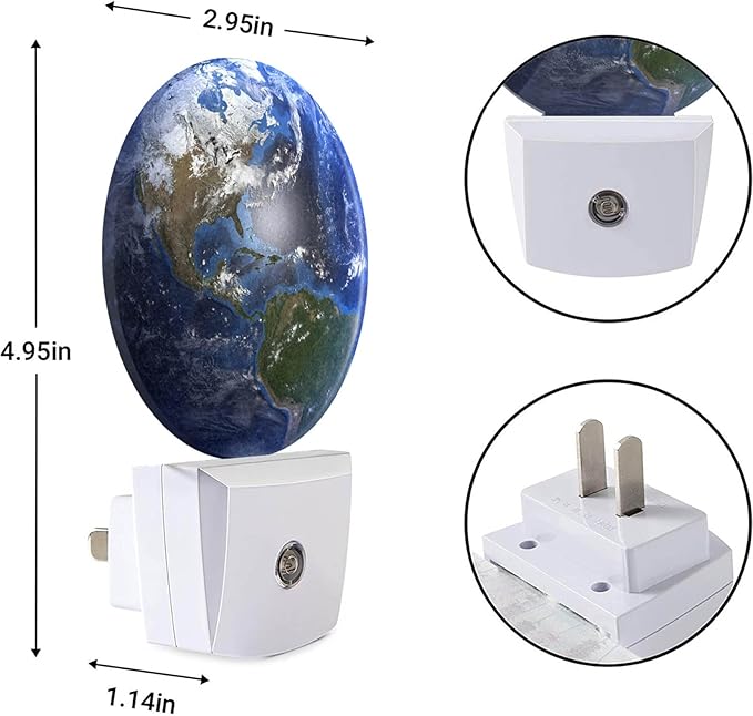 EKOBLA Earth Novelty Plug-in Nightlights Blue Planet Ocean Mountain Space Universe Night Lights Plug into Wall Auto Sensor LED for Boys Girls Men Women Home Decor Holiday Gifts - Bloomnest