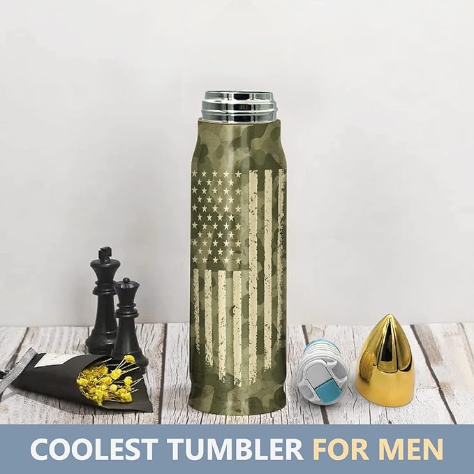 Camouflage 17oz Stainless Steel Bullet Tumbler - Christmas Gifts for Husband from Wife, Birthday Gifts for Men - Bloomnest