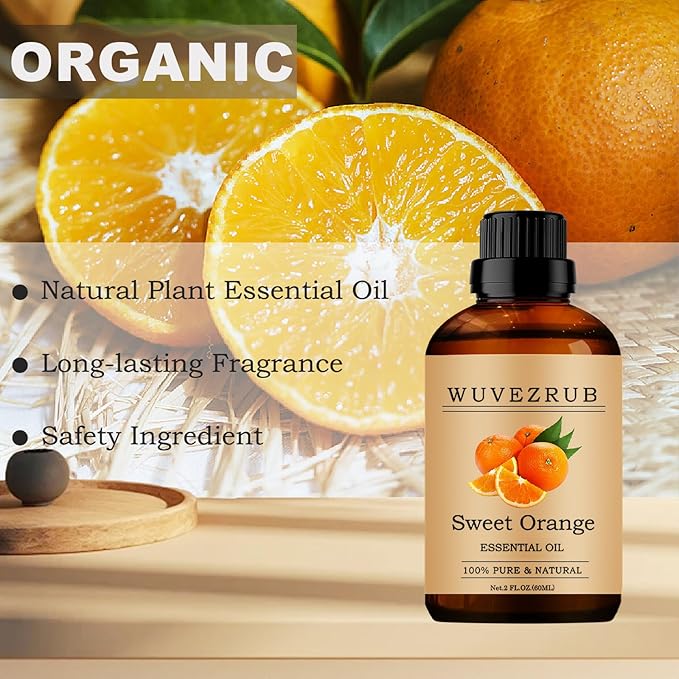 Sweet-Orange Essential Oil 60ML, 100% Pure and Natural for Aromatherapy Diffuser - 2 Fl Oz WUVEZRUB