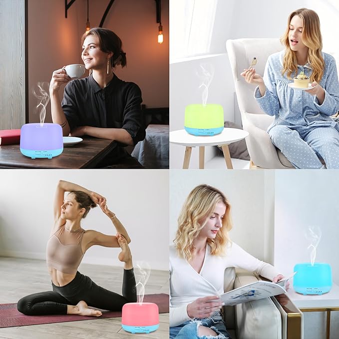 300ML Essential Oil Diffuser with Remote Control, 7 LED Color Changing Light, 8 Hour Cool Mist Fragrance Air Humidifier - Bloomnest
