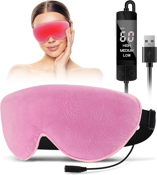 KOVNLO Heated Eye Mask, Washable USB Electric Moist Heat Warm Compress for Eyes, Eye mask with Flaxseed for Dry Eyes, Blepharitis, Chalazion, MGD, Stye Eye Treatment - Bloomnest