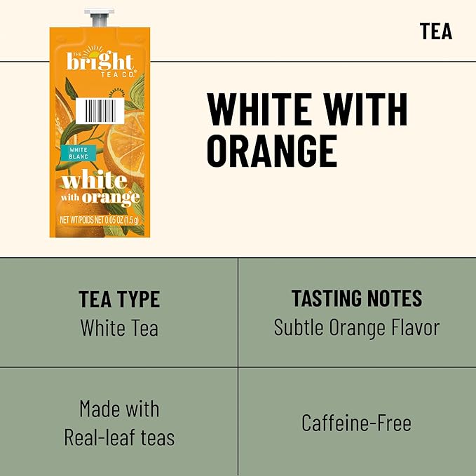 Flavia Bright Tea Co. White Tea with Orange Freshpacks works only with Flavia Brewers (Case of 100) - Bloomnest