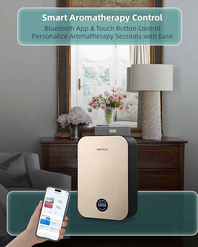 Waterless Essential Oil Diffuser - 150mL Smart Portable Bluetooth Diffuser | Dual-Power (Battery/AC) | Covers up to 1500 Sq Ft Home Aromatherapy - Bloomnest