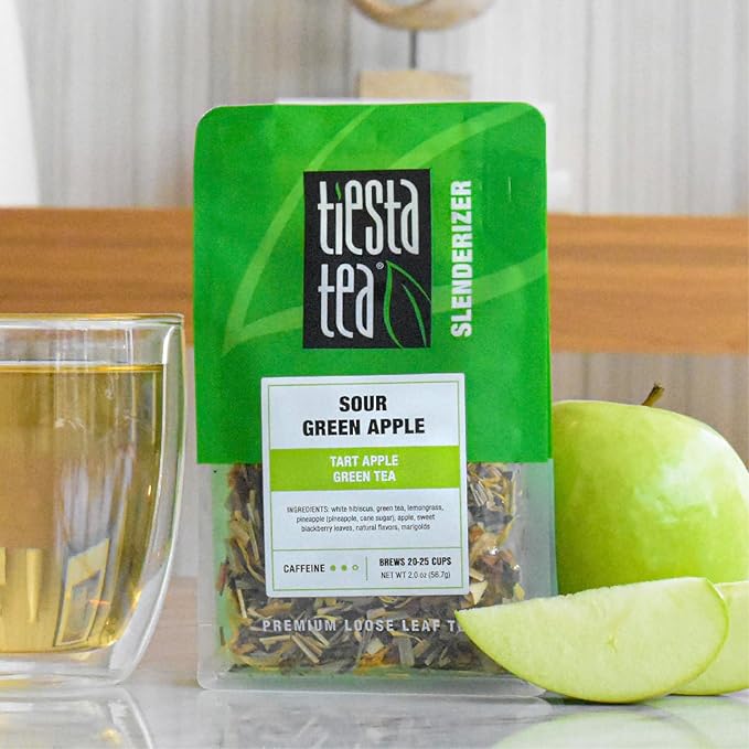 Tiesta Tea - Sour Green Apple, Loose Leaf, Tart Apple Green Tea, Medium Caffeinated Green Tea, Make Hot or Iced Tea Up to 20-25 Cups, 2 oz Resealable Pouch - Bloomnest