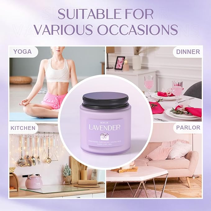 Lavender Candle, BOYUJK Scented Candles for Home, Scented Candle Set for Stress Relief and Promote Sleep, Candles Gifts for Women and Men - Bloomnest