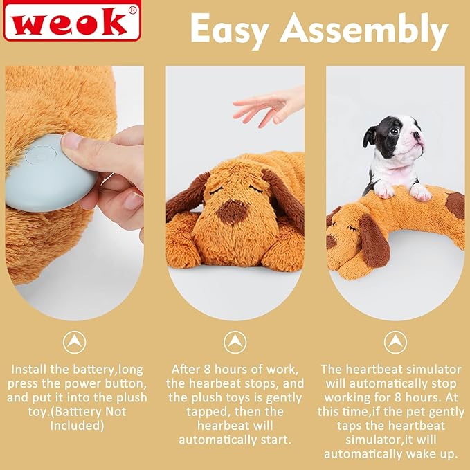 Heartbeat Puppy Toy, Comfort Cuddler Pillow, Dog Anxiety Relief Calming Aid,Heartbeat Stuffed Toy for Dogs,Puppy Heartbeat Toy Sleep Aid,Dog Heartbeat Toy for Pet - Bloomnest